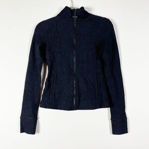 DEVON WINDSOR Navy Zip-Front Textured Jacket